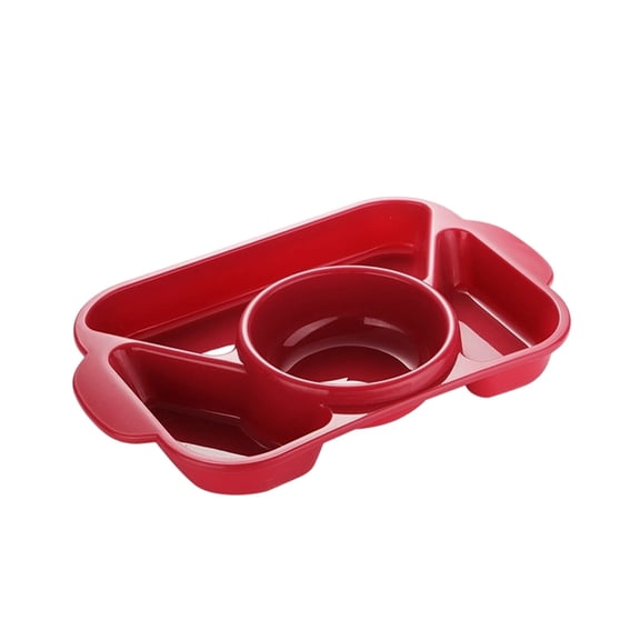 Leodye 1PCS Multi Compartment Meal Plate, Plastic Divided Dinner Tray Lunch Plate for Home Travel Use ,for Serving Rice, Vegetables and Fruits -9.06 7.28 1.77 in