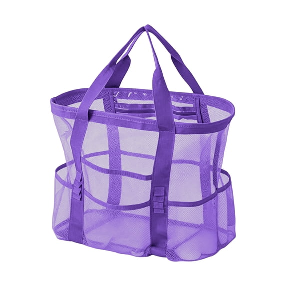 Leodye 1PCS Multi Pocket Large Capacity Mesh Beach Tote Bag , Portable Swim Shower Caddy with Optional Inner Liner for Travel Beach -16.14*9.06*15.75IN