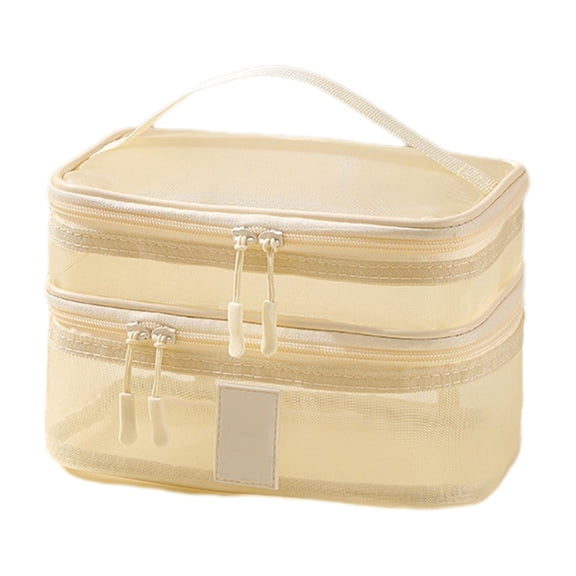 Leodye 1PCS Multi-layer Mesh Travel Toiletry Bag Large Capacity Design Business Trip Cosmetic Sundry Storage Pouch Accessory -8.66x6.3x5.51in