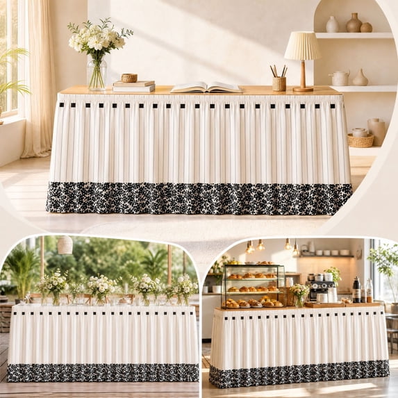 Leodye 1PCS Multipurpose Decorative Skirt Curtain, Dust Cover Drape for Teacher Desk, School Cabinet, Sink and Bathroom Shelter -70.87 × 27.56 in