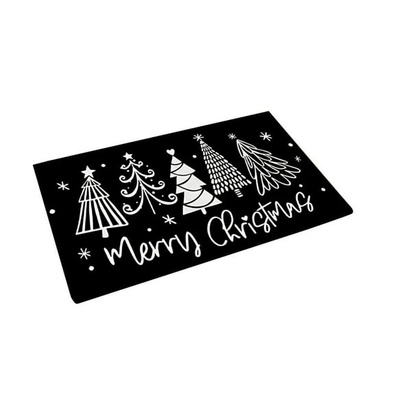 Leodye 1PCS Non Slip Machine Washable Entryway Rug for Front/Back Door,Half Circle Absorbent Low Profile Entrance Floor Mat for Christmas Xmas Holiday -15.75 x 23.62 in