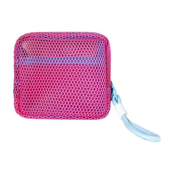Leodye 1PCS Nylon Mesh Beach Bag, Portable Lightweight, Multifunctional Cosmetic Toiletry Organizer for Pool Travel Outdoor -5.11x5.11x1.57in
