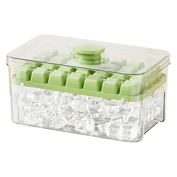 Leodye 1PCS One Button Push Ice Tray Mold with Lid Ice Cube Box Set Home Ice Maker Container -7.76 × 4.72 × 3.82 IN