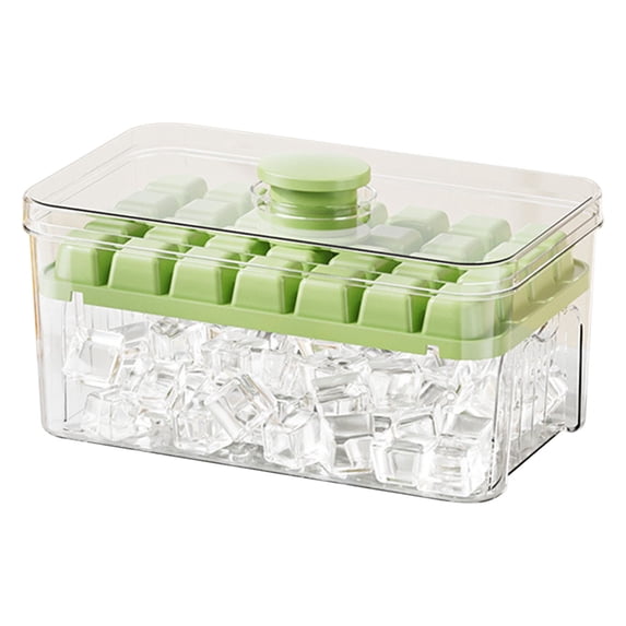 Leodye 1PCS One Button Push Ice Tray Mold with Lid Ice Cube Box Set Home Ice Maker Container -7.76 × 4.72 × 3.82 IN