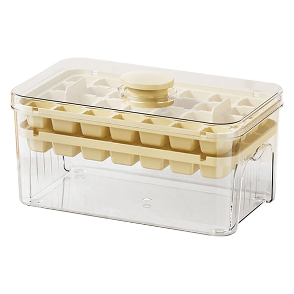 Leodye 1PCS One Button Push Ice Tray Mold with Lid Ice Cube Box Set Home Ice Maker Container -7.76 × 4.72 × 3.82 IN