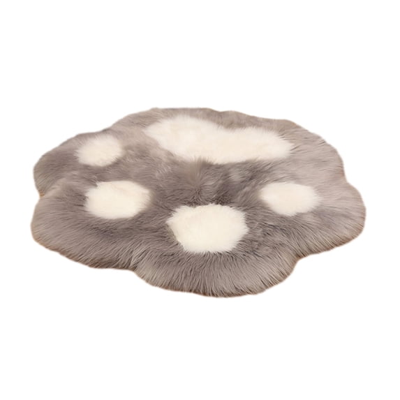 Leodye 1PCS Paw-shaped Plush Imitation Wool Rug Cozy Long-haired Home Living Room Bedroom Bedside Decor Floor Mat -19.68x23.62in