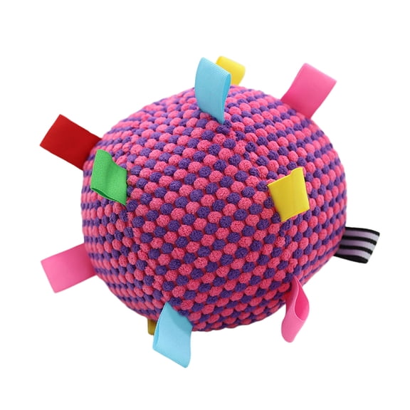 Leodye 1PCS Pet Plush Ringing Ball Colorful Pet Play Bite Proof Interactive Toy Ball fors s Indoor Boredom Relief -6.3x6.3x6.3in