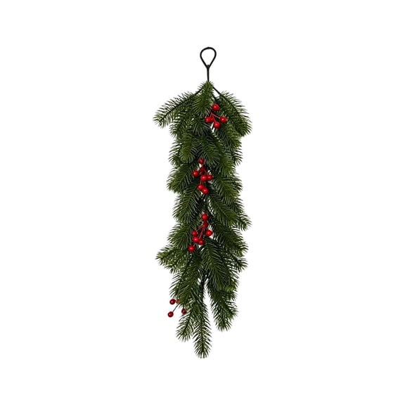 Leodye 1PCS Pine Needle Wall Garland, Christmas Hanging Border Ornament for Hotel Photo Backdrop Household Festive Decor -23.62in