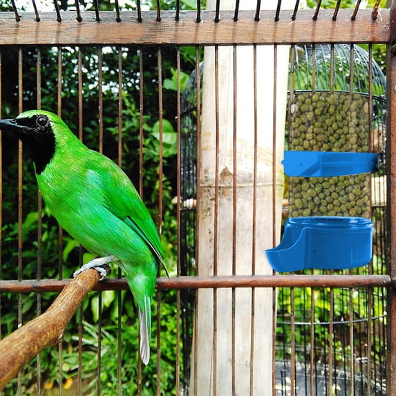 Leodye 1PCS Plastic Bird Water Feeder and Drinker Set Automatic Water Dispenser for Parrots and Small Bird Cage -4.3×5.8×2.5in