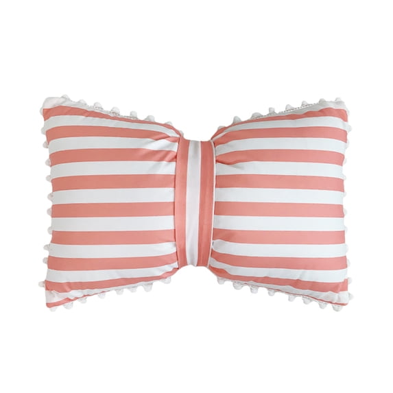 Leodye 1PCS Polka Dot Bow Lumbar Pillow Detachable Stylish Home Decor Living Room Bedroom office Cushion -19.6x13in