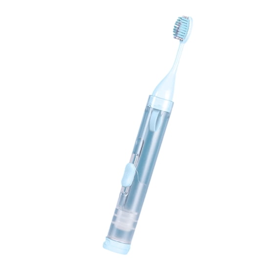 Leodye 1PCS Portable 2 In 1 Folding Travel Toothbrush Soft Bristle with Toothpaste Organizer for Travel -0.9x0.9x9in