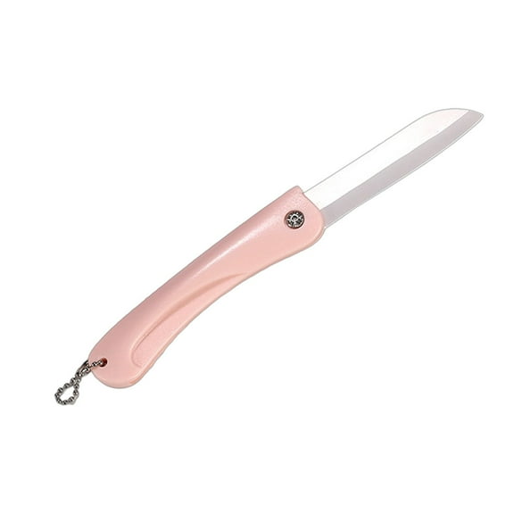 Leodye 1PCS Portable Ceramic Folding Fruit Knife Mini Pocket Kitchen Knife with Chain for Travel Camping Or Home Use Available-7.68*0.98in