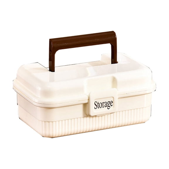 Leodye 1PCS Portable Large Capacity Multi layer Emergency Storage Box Plastic Household Organizer for Family Home and Travel -7.08x4.52x2.95in