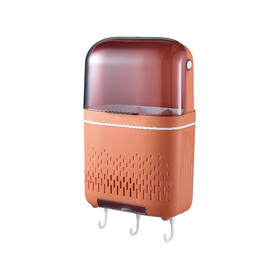 Leodye 1PCS Punch Free Wall Mounted Chopstick Cage with Lid Tableware Drain Basket Kitchen Hanging Rack for Home and Restaurant -7.68*3.74*11.81IN