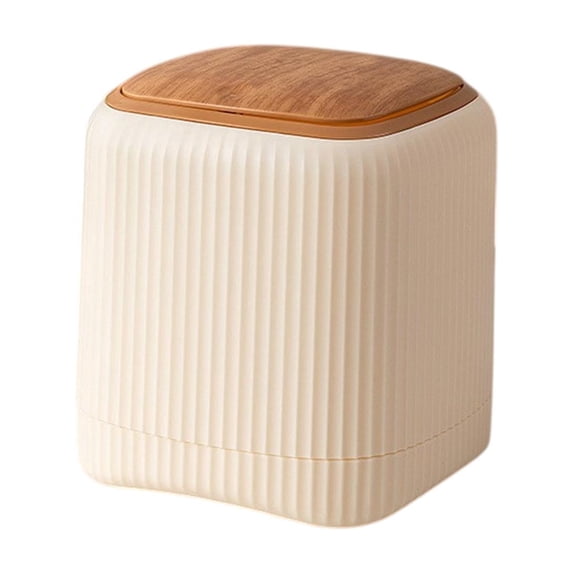 Leodye 1PCS Push Button Countertop Wastebasket, Mini Multipurpose Recycle Bin for Desktop Bedside Small Waste Collection -5.71x5.31x5.31in