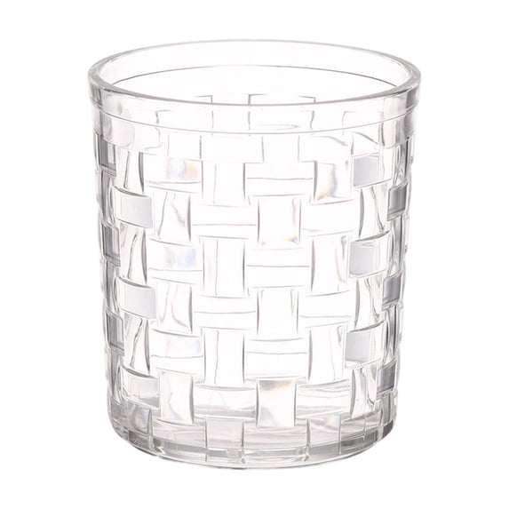 Leodye 1PCS Rattan-woven Transparent Mouthwash Cup Wide-mouth Thickened Design Couple Toothbrushing Bathroom Wine Glass Accessory -3.54x3.15x2.95in