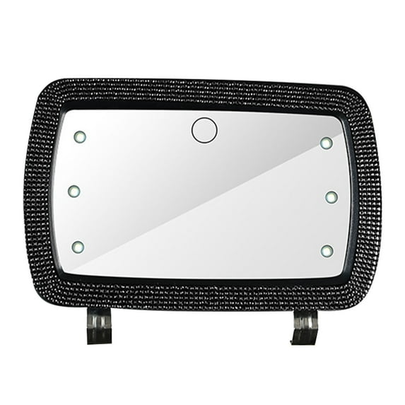 Leodye 1PCS Rechargeable Clip-on Car Visor Vanity Mirror - 3 Dimmable Light Modes, Touch Screen with Brush Holder -7.02x5.07x1.17in