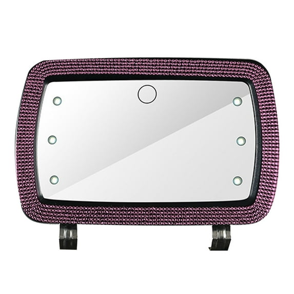 Leodye 1PCS Rechargeable Clip-on Car Visor Vanity Mirror - 3 Dimmable Light Modes, Touch Screen with Brush Holder -7.02x5.07x1.17in