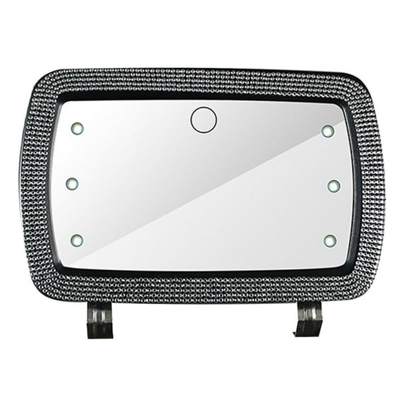 Leodye 1PCS Rechargeable Clip-on Car Visor Vanity Mirror - 3 Dimmable Light Modes, Touch Screen with Brush Holder -7.02x5.07x1.17in