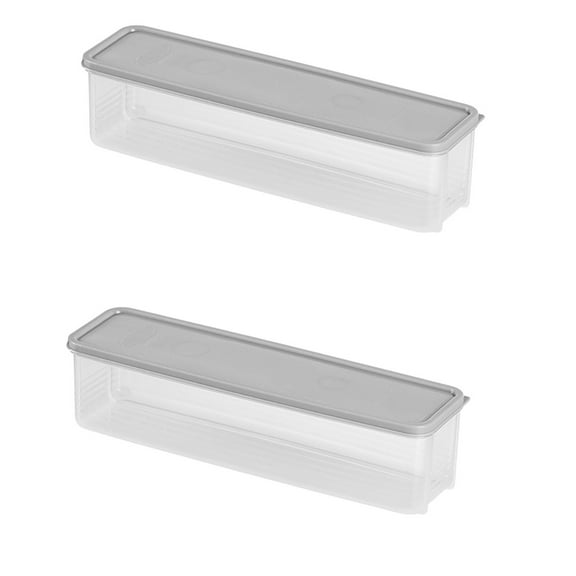Leodye 1PCS Rectangular Plastic Food Storage Box - Sealed Preservation for Noodles/Eggs, Refrigerator-safe -12*3.3*2.9in