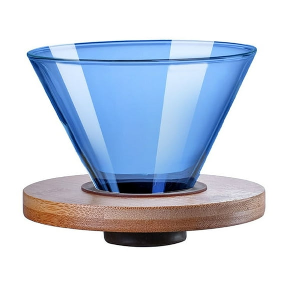 Leodye 1PCS Reusable Glass Coffee Filter Mug - Coffee-colored with Wooden Base, Hand-brewed Drip Cup -4.41×4.41×3.43in