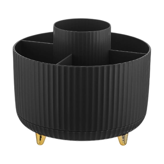 Leodye 1PCS Rotating Cosmetic Organizer, Compartment Storage Tray for Makeup Brush Lipstick Vanity Desktop Tidying -5.51x5.51x5.31in