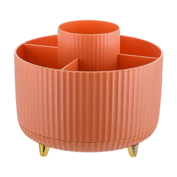 Leodye 1PCS Rotating Cosmetic Organizer, Compartment Storage Tray for Makeup Brush Lipstick Vanity Desktop Tidying -5.51x5.51x5.31in