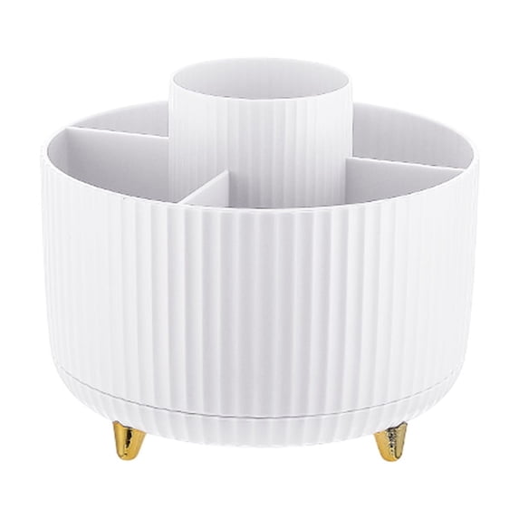 Leodye 1PCS Rotating Cosmetic Organizer, Compartment Storage Tray for Makeup Brush Lipstick Vanity Desktop Tidying -5.51x5.51x5.31in