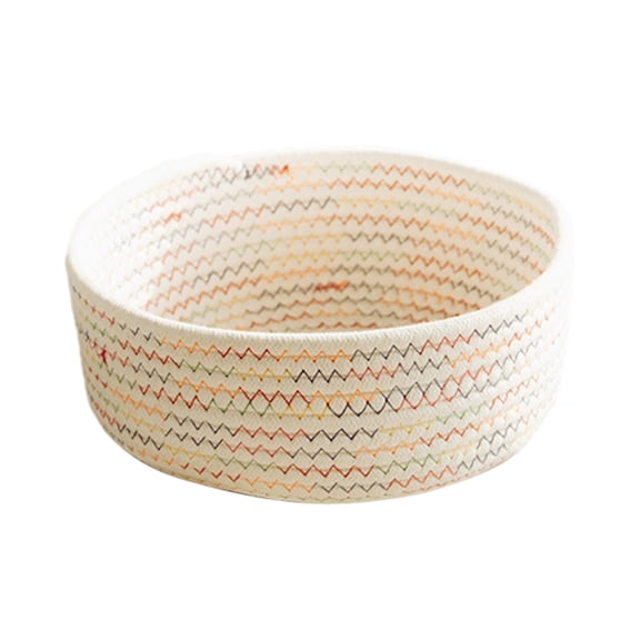 Leodye 1PCS Round Cotton Rope Storage Basket - Soft Woven, Decorative Organizer for Living Room/Blankets -7.87x7.87x3.54in