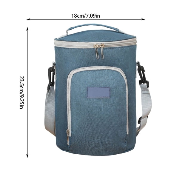 Leodye 1PCS Round Portable Insulated Bento Bag, Crossbody Sling Design, thermal Ice Storage Bag for Student Lunch Picnic Outdoor Use -7.09 * 9.25 in