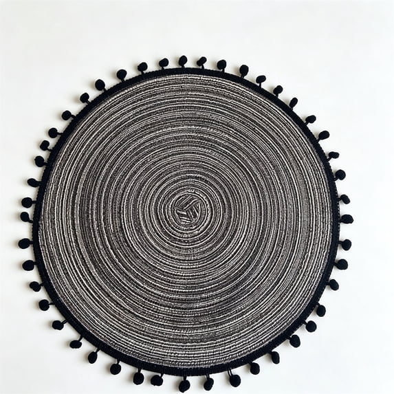 Leodye 1PCS Round Woven thermal Insulation Placemat Reusable Heat Isolation Table Pad for Hotel Restaurant Dining Table Daily Food Placement Protection -14.96 × 14.96 in