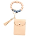 thumbnail image 1 of Leodye 1PCS Silicone Bead Bracelet Card Bag - Leather Fringe Multi-card, Keyring Coin Purse Accessory -2.76x3.94x0.394in, 1 of 6