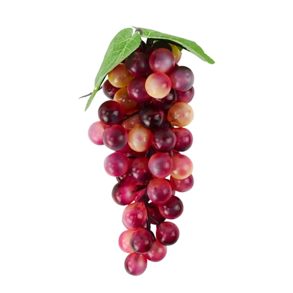 Leodye 1PCS Simulated Grape Bunch Hanging Pendant, Plastic Fake Fruit Model with Leaves, Realistic Decor for Home Kitchen Party and Festival Ornament -8.66IN