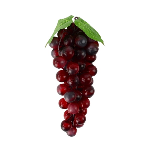 Leodye 1PCS Simulated Grape Bunch Hanging Pendant, Plastic Fake Fruit Model with Leaves, Realistic Decor for Home Kitchen Party and Festival Ornament -8.66IN