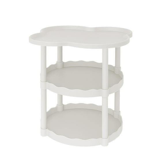 Leodye 1PCS Sofa Table 3-Tier Sofa Side Table, Small Coffee Table Floor-to-ceiling Movable Storage Table Four-leaf Cloud Shelf-19.68x13.78 in