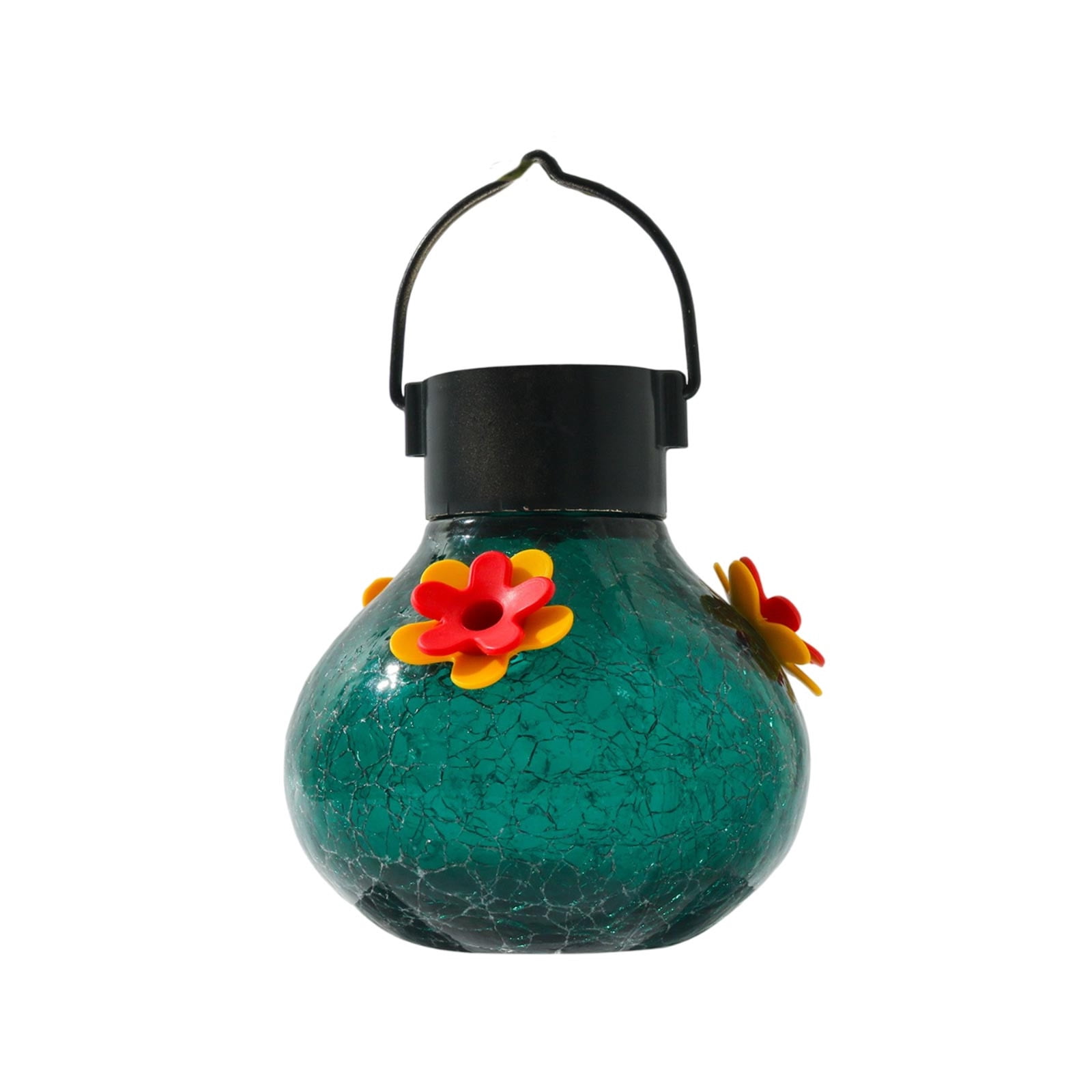 Leodye 1PCS Solar-powered Hummingbird Feeder Automatic Waterproof Outdoor Garden Patio Hanging Bird Feeder Decoration -6.5x3.94in