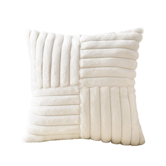 Leodye 1PCS Solid Color Stripe Spliced Pillow Cover, Soft Breathable Fabric, Decorative Cushion Case for Home Sofa Bedroom Decoration -15.75x15.75in