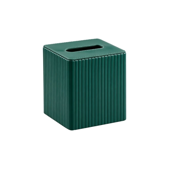 Leodye 1PCS Square Striped Leather Tissue Box, Stylish Appearance, Tissue Holder for Living Room, Coffee Table and Dining Room -5.51 × 5.51 × 5.51in