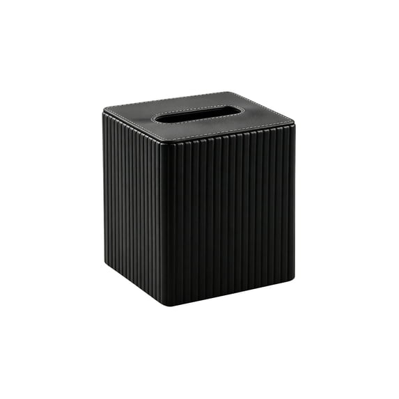 Leodye 1PCS Square Striped Leather Tissue Box, Stylish Appearance, Tissue Holder for Living Room, Coffee Table and Dining Room -5.51 × 5.51 × 5.51in
