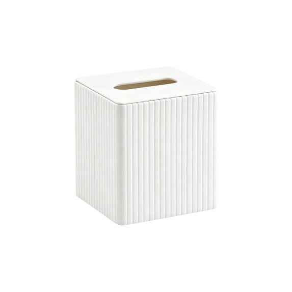 Leodye 1PCS Square Striped Leather Tissue Box, Stylish Appearance, Tissue Holder for Living Room, Coffee Table and Dining Room -5.51 × 5.51 × 5.51in