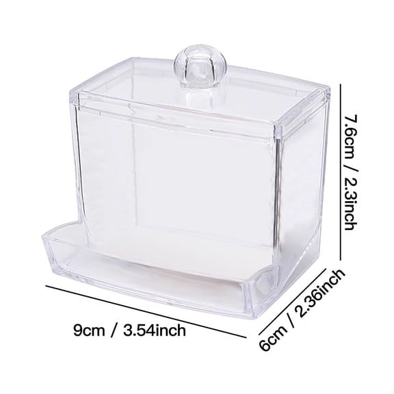 Leodye 1PCS Square Transparent Sealed Plastic Storage Jar, Dustproof Moistureproof Container, Desktop Organizer for Cosmetic Cotton and Cotton Swab Storage -3.54x2.36x2.3in