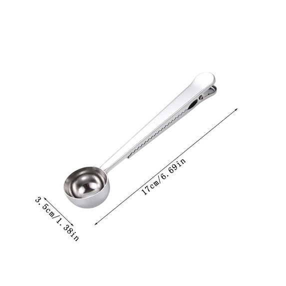 Leodye 1PCS Stainless Steel Coffee Measuring Spoon Multifunctional Food Sealing Clip Seasoning Spoon for Kitchen Baking -6.69*1.38IN