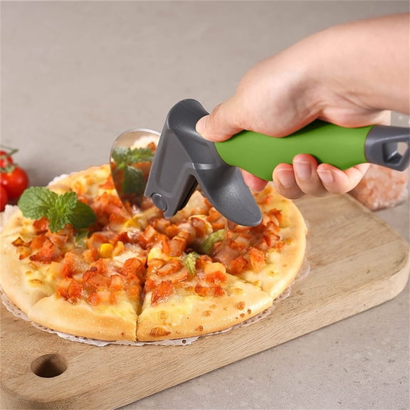 Leodye 1PCS Stainless Steel Pizza Roller Knife Sharp Blade Smooth Rolling Design Dough Slitting Pizza Cutter for Household Baking Commercial Use -9.8*3.7IN