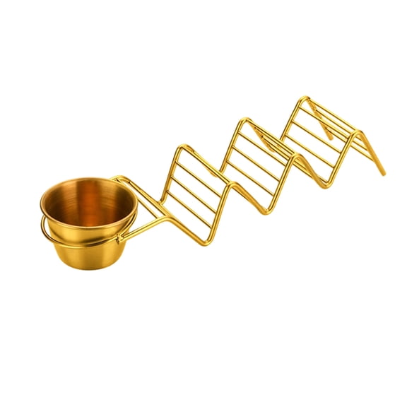 Leodye 1PCS Stainless Steel Taco Holder - Single-serve Tortilla Stand with Sauce Cup -9.65x2.36x1.57in