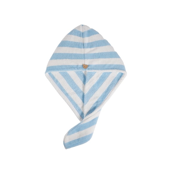 Leodye 1PCS Striped Fleece Hair Drying Towel, Thick High Absorbent Texture, Quick Dry Hair Wrap for Women Shower Daily Use -25.6×9.8×0.79in