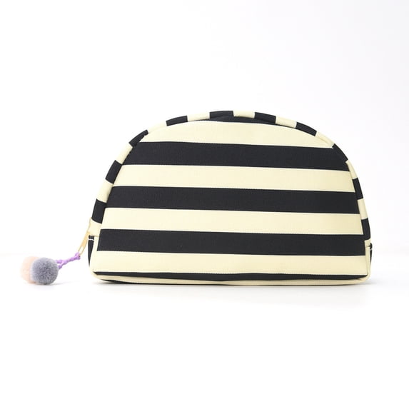 Leodye 1PCS Striped Seashell Travel Makeup Bag, Lightweight Portable Toiletry Organizer for Daily Travel Use -8.46x5.1 1x1.37in