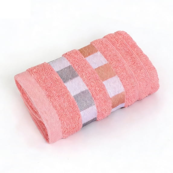 Leodye 1PCS Striped Towel Absorbent Thick Soft Durable Household Daily Face Hand Wash Towel -13.7x29.5 Inch