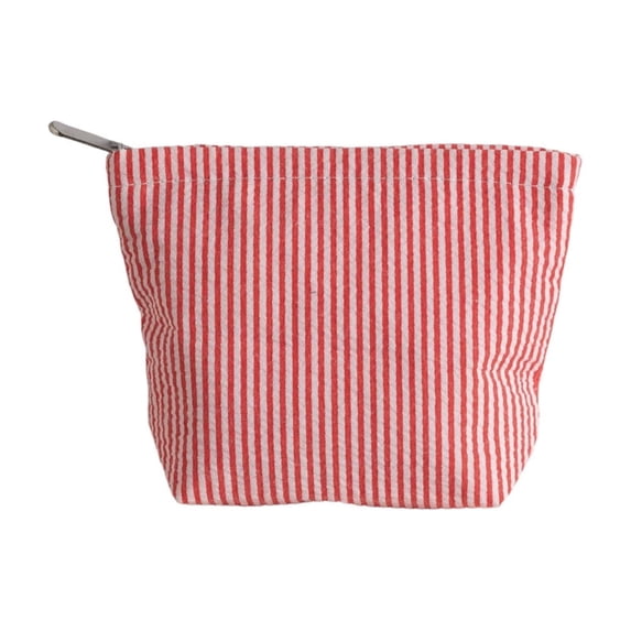 Leodye 1PCS Striped Travel Makeup Bag, Zipper Closure Lightweight Design, Washable Portable Toiletry Organizer Pouch for Women Outdoor Trip -6.69x5.12x2.17in