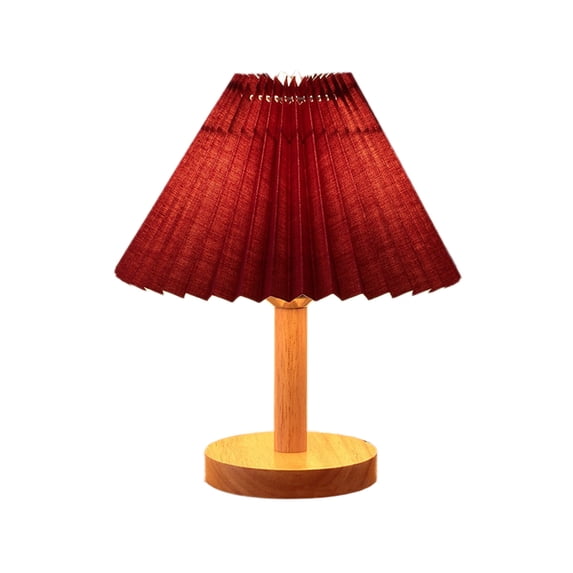 Leodye 1PCS Table Lamp for Bedroom Infinitely Dimmable Nightstand Lamp with Umbellate Flaxen Fabric Shade for Living Room office Dorm Solid Wood LED Bulb Included-9.84x9.06x3.94in