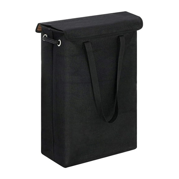 Leodye 1PCS Tall Thin Laundry Hamper with Lid and Handles Narrow Dirty Clothes Basket Lined Organizer for Bathroom Bedroom and Dorm -23.6x15.3x7.5in
